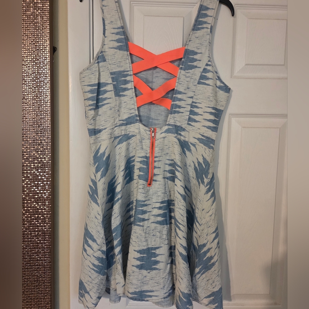 Aeropostale Light Blue and Orange Dress